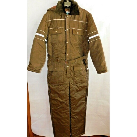 Sears Coveralls Work Leisure Ski Snowmobile Brown Belted Mens Vintage Size 42
